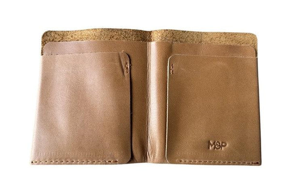 inside of small leather wallet