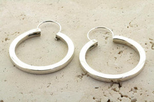 Disc hoop earring - sterling silver - Makers & Providers