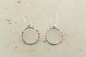 Silver & copper twisted hoop - small - Makers & Providers