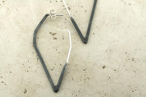 Diamond hoop earrings - part oxidized - Makers & Providers