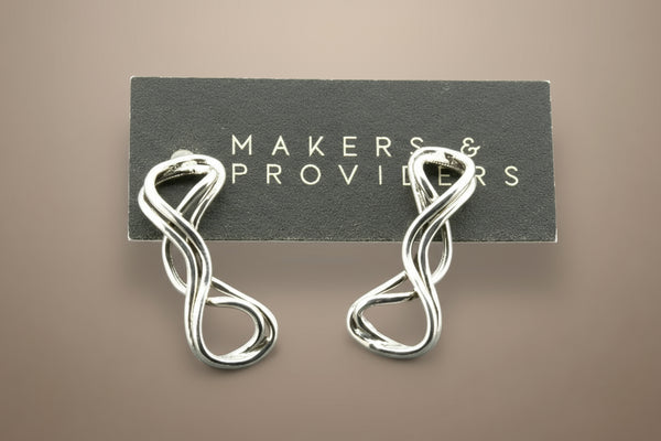 Long lasso drop stud - silver