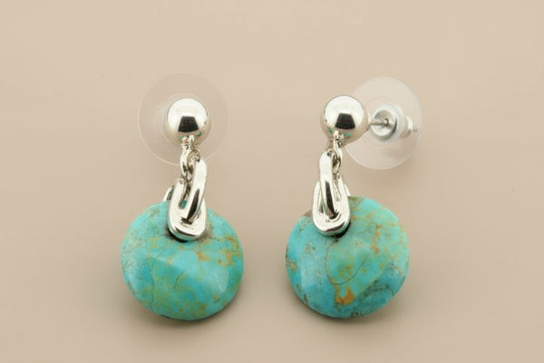 Circle stone stud - mosaic turquoise