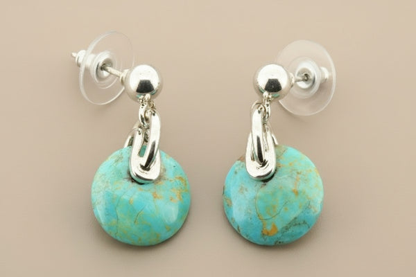 Circle stone stud - mosaic turquoise