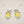 Load image into Gallery viewer, Pair of silver earrings with yellow gemstones on a gray background