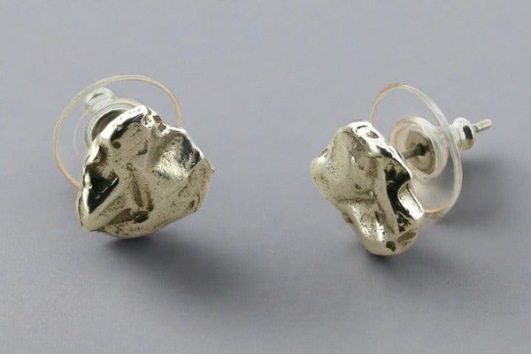 Textured silver nugget stud - sterling silver