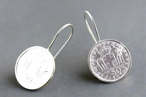1959 Greek coin earring - sterling silver - Makers & Providers