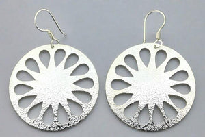 Large textured circle earrings - sterling silver - Makers & Providers