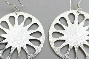 Large textured circle earrings - sterling silver - Makers & Providers