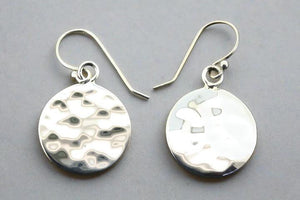 battered disc hook earring - sterling silver - Makers & Providers