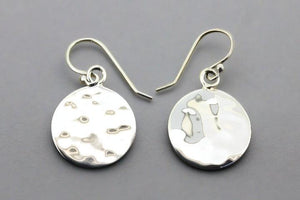 battered disc hook earring - sterling silver - Makers & Providers