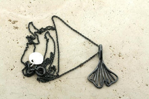 Oxidized ginkgo necklace - sterling silver - Makers & Providers