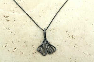 Oxidized ginkgo necklace - sterling silver - Makers & Providers