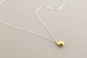 Necklace with a gold pendant on a gray background