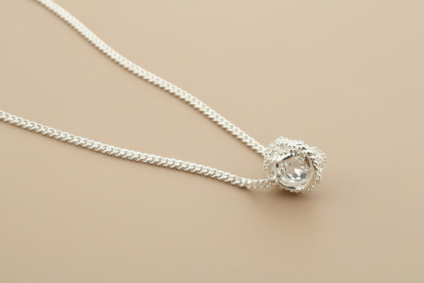 Silver star coral pendant on 45cm link chain - sterling silver