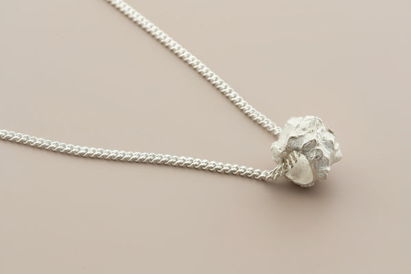 Silver facet coral pendant on 45cm link chain