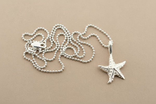 Silver starfish pendant on 45cm ball chain