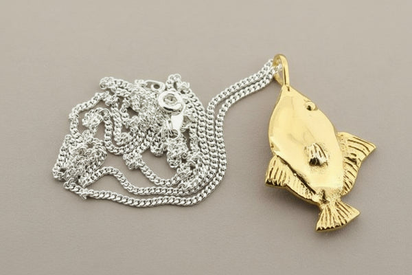 Golden sole fish pendant on 60cm link chain