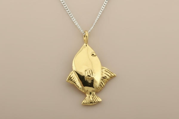 Golden sole fish pendant on 60cm link chain
