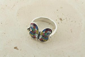 enamelled silver flip ring - butterfly - Makers & Providers