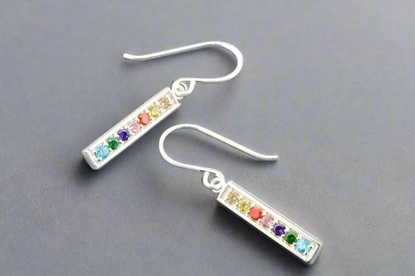 Cubic zirconia rainbow drop earrings - sterling silver - Makers & Providers