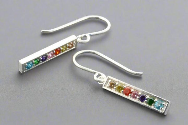Cubic zirconia rainbow drop earrings - sterling silver - Makers & Providers