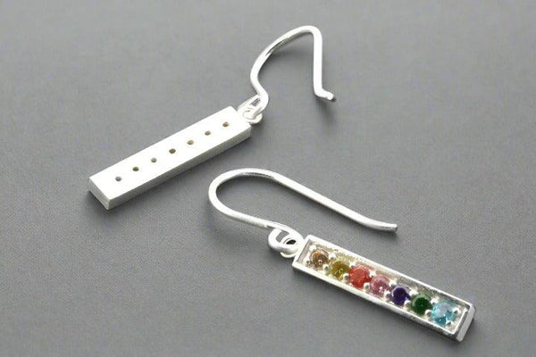 Cubic zirconia rainbow drop earrings - sterling silver - Makers & Providers