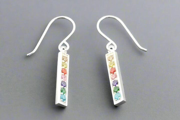 Cubic zirconia rainbow drop earrings - sterling silver - Makers & Providers