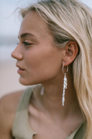 2 Strand Multi Leaf Hoop Earrings in Sterling Silver - Makers & Providers