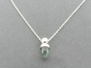 Prehnite and silver pendant necklace