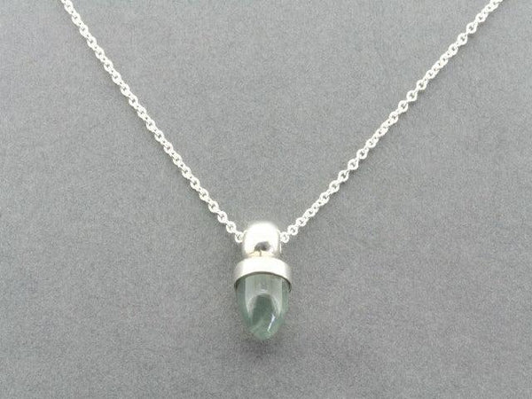 Prehnite and silver pendant necklace