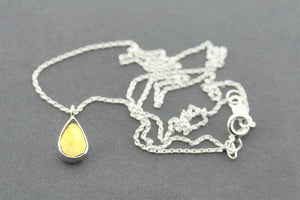 Amber teardrop silver pendant necklace - Makers & Providers