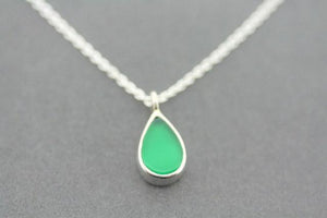 Green onyx teardrop silver pendant necklace - Makers & Providers