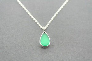 Green onyx teardrop silver pendant necklace - Makers & Providers