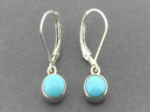 7 mm bezel earring - turquoise & sterling silver - Makers & Providers