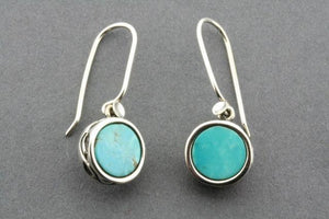 turquoise insert disc earring - sterling silver - Makers & Providers