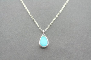 Turquoise teardrop silver pendant necklace - Makers & Providers
