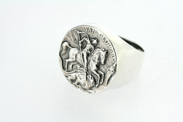 st george coin signet ring