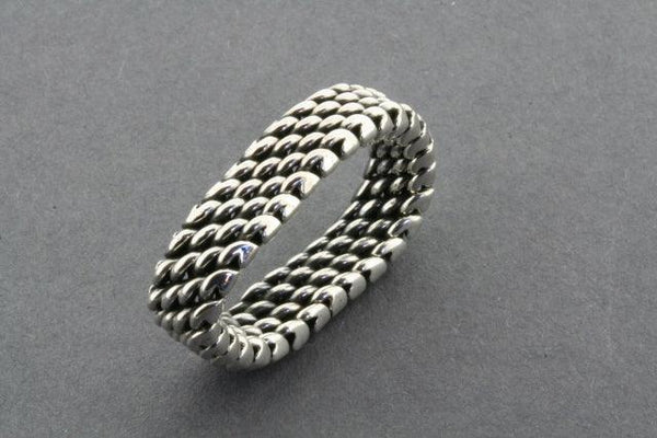 4 Row Sterling Silver Woven Mesh Ring - Makers & Providers