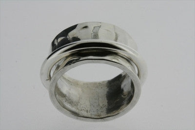concave battered band with ring - sterling silver - Makers & Providers