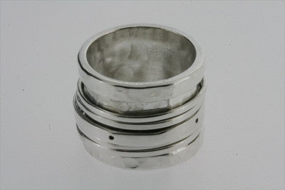 long battered multi spinner ring - sterling silver - Makers & Providers