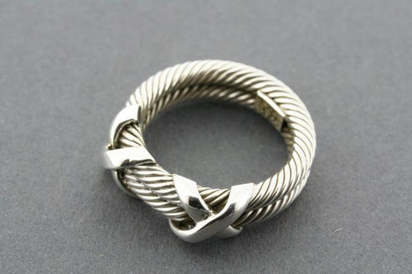Double Rope Cross Stitch Sterling Silver Ring - Makers & Providers