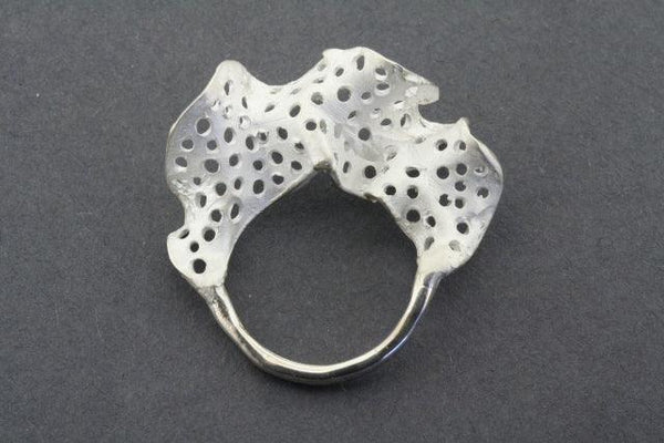 White lace frill ring - sterling silver - Makers & Providers