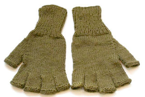 Alpaca Hand Knitted Hobo Gloves in Khaki - Makers & Providers