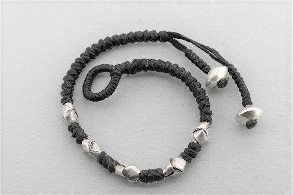 folded bead bracelet - black - pure silver - Makers & Providers