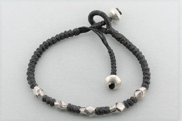 folded bead bracelet - black - pure silver - Makers & Providers