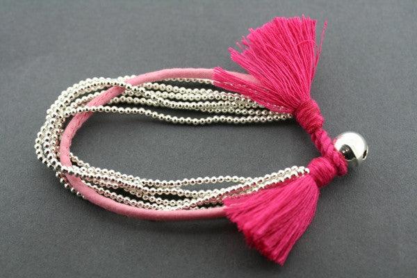 5 strand metalic bead bracelet - pink - Makers & Providers