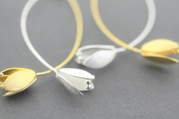 Double blossom drop earring - silver & gold - Makers & Providers