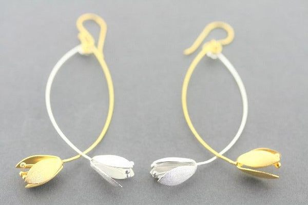 Double blossom drop earring - silver & gold - Makers & Providers