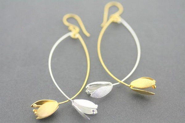 Double blossom drop earring - silver & gold - Makers & Providers