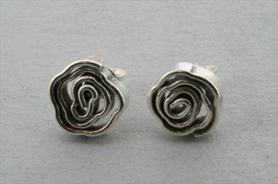 Coiled rose earring - pure silver - Makers & Providers